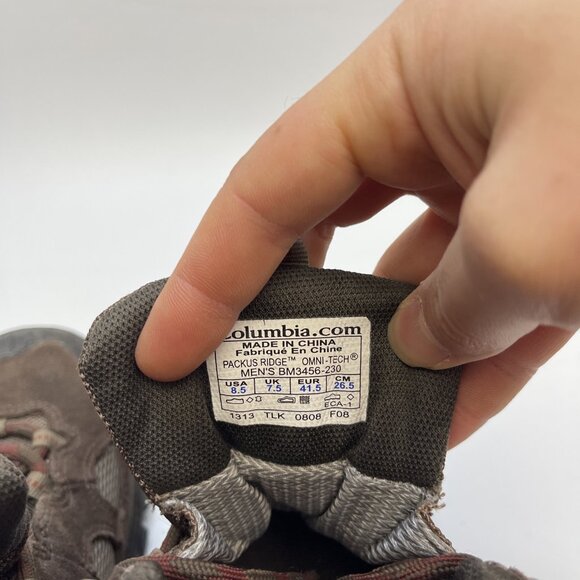 Columbia Omni-Tech Packus Ridge Mid Hiking Boot Leather Waterproof Brown Men 8.5 - Picture 13 of 16